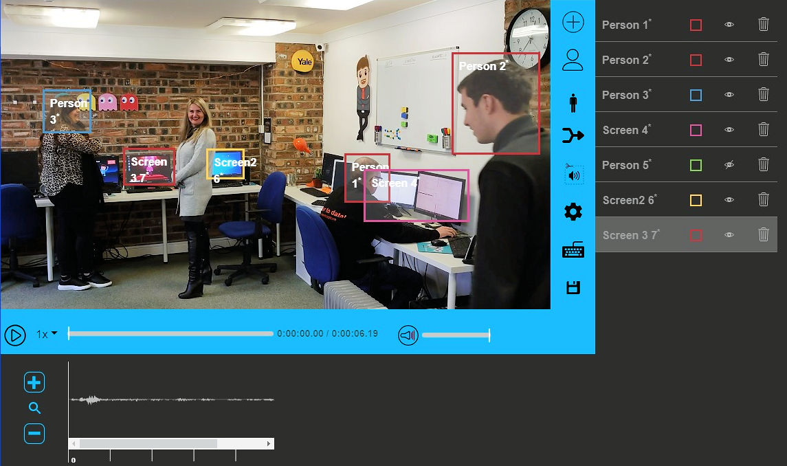 Video redaction operator screen showing target assessment